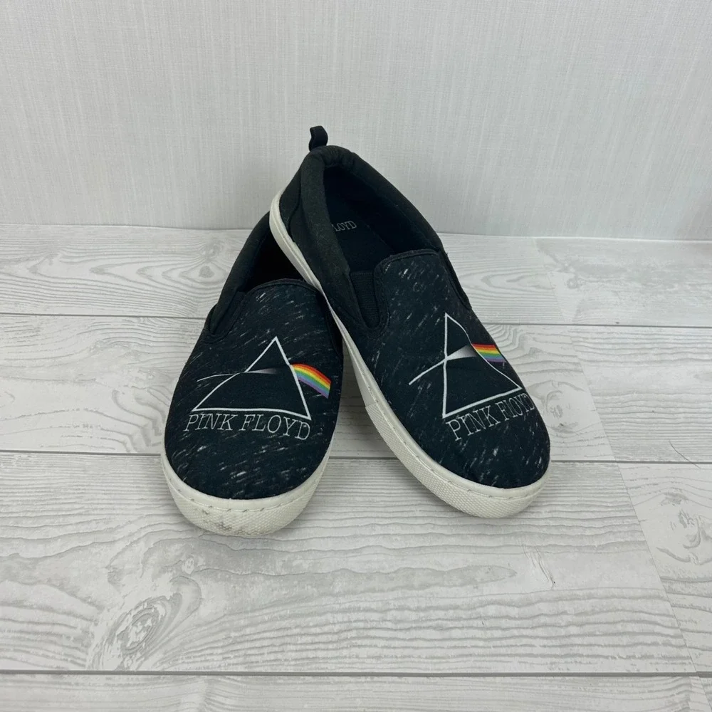 Pink Floyd Slip-On Shoes Size 7‎ Black Canvas Casual Sneakers Men's or women's